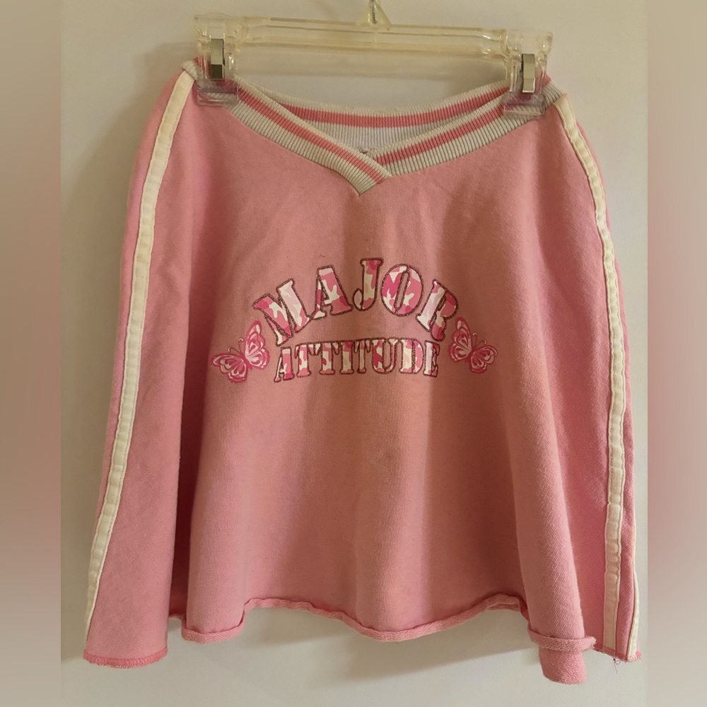 ‘Major Attitude’ poncho,baby pink w white trim.by California Concepts.L-XL Girls